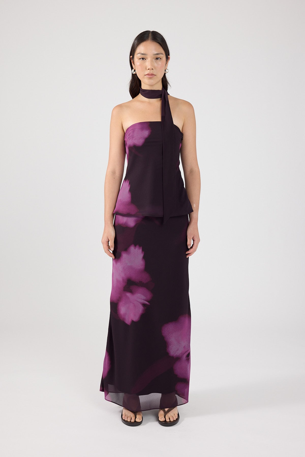 Perfect Stranger Florence Strapless Top Burgundy Print