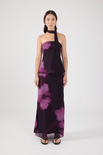 Perfect Stranger Florence Strapless Top Burgundy Print