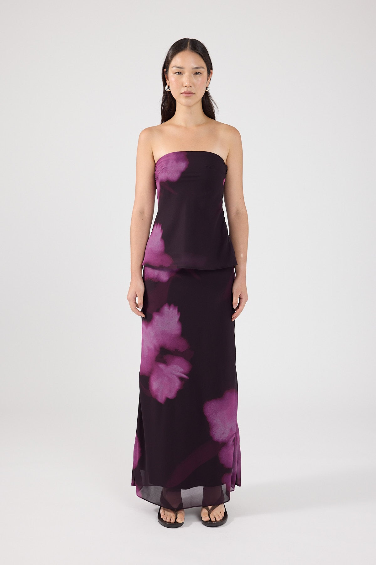 Perfect Stranger Florence Strapless Top Burgundy Print