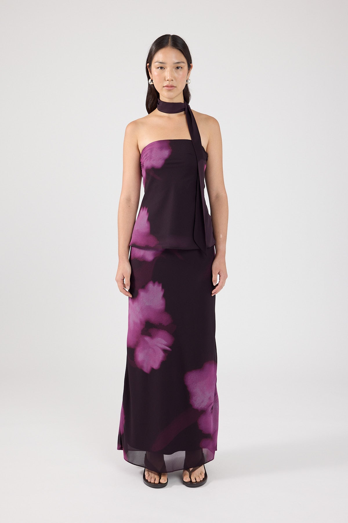 Perfect Stranger Florence Maxi Skirt Burgundy Print