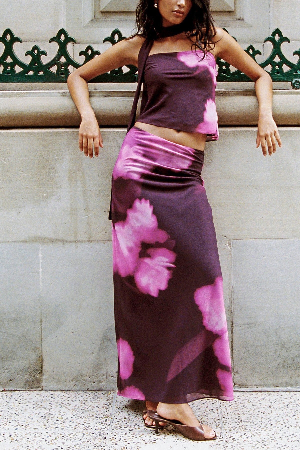 Perfect Stranger Florence Maxi Skirt Burgundy Print