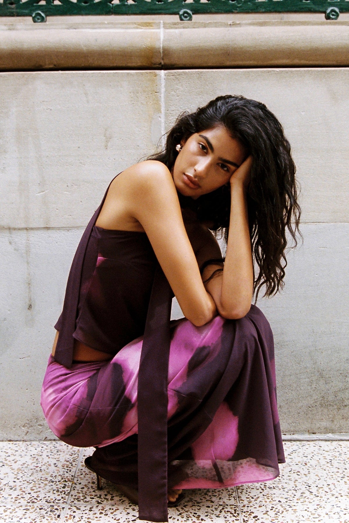 Perfect Stranger Florence Maxi Skirt Burgundy Print
