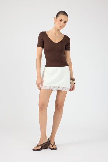 Perfect Stranger Micah High Rise Lace Mini Skirt Cream