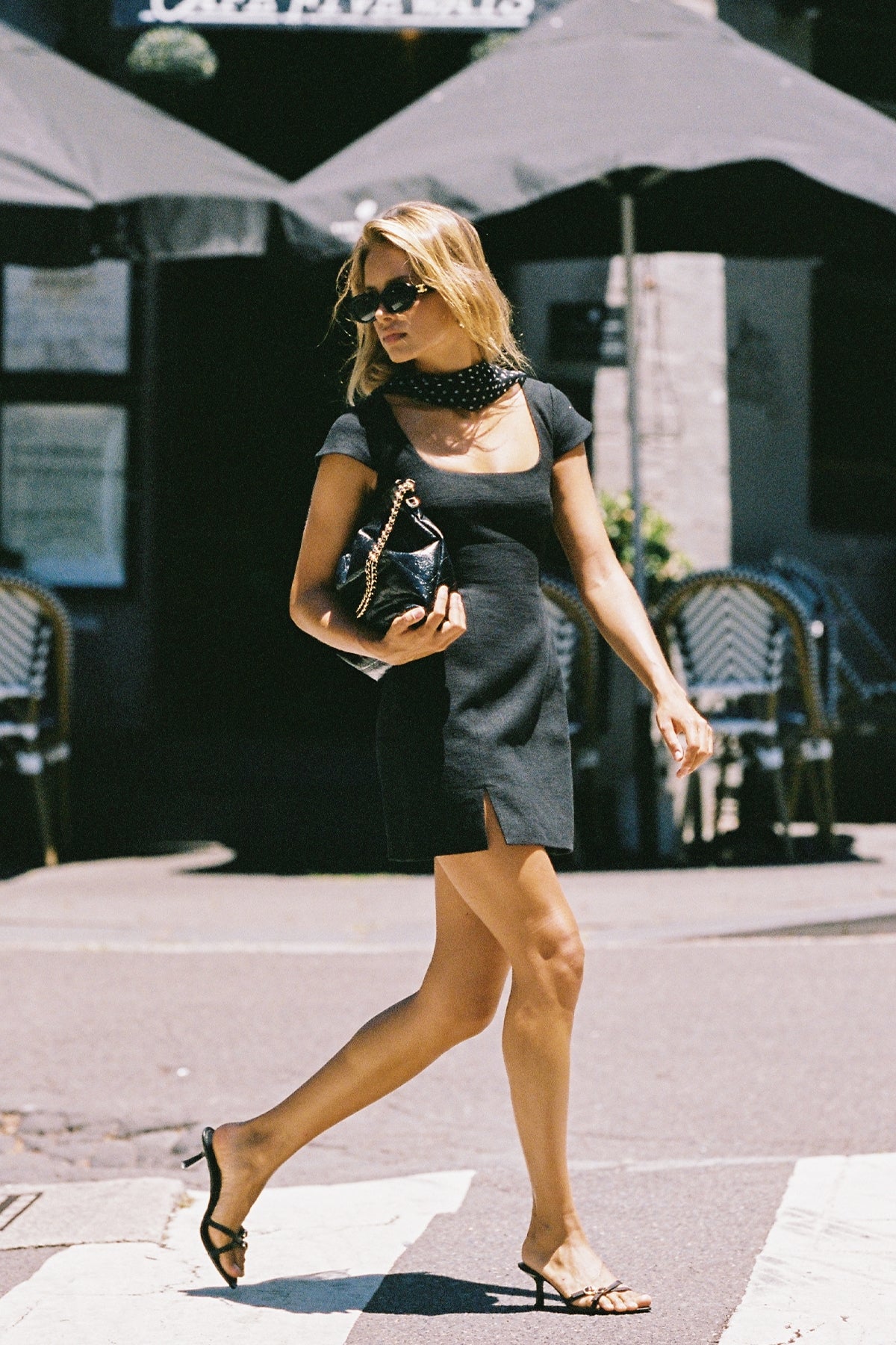 Perfect Stranger Lane Linen Mini Dress Black