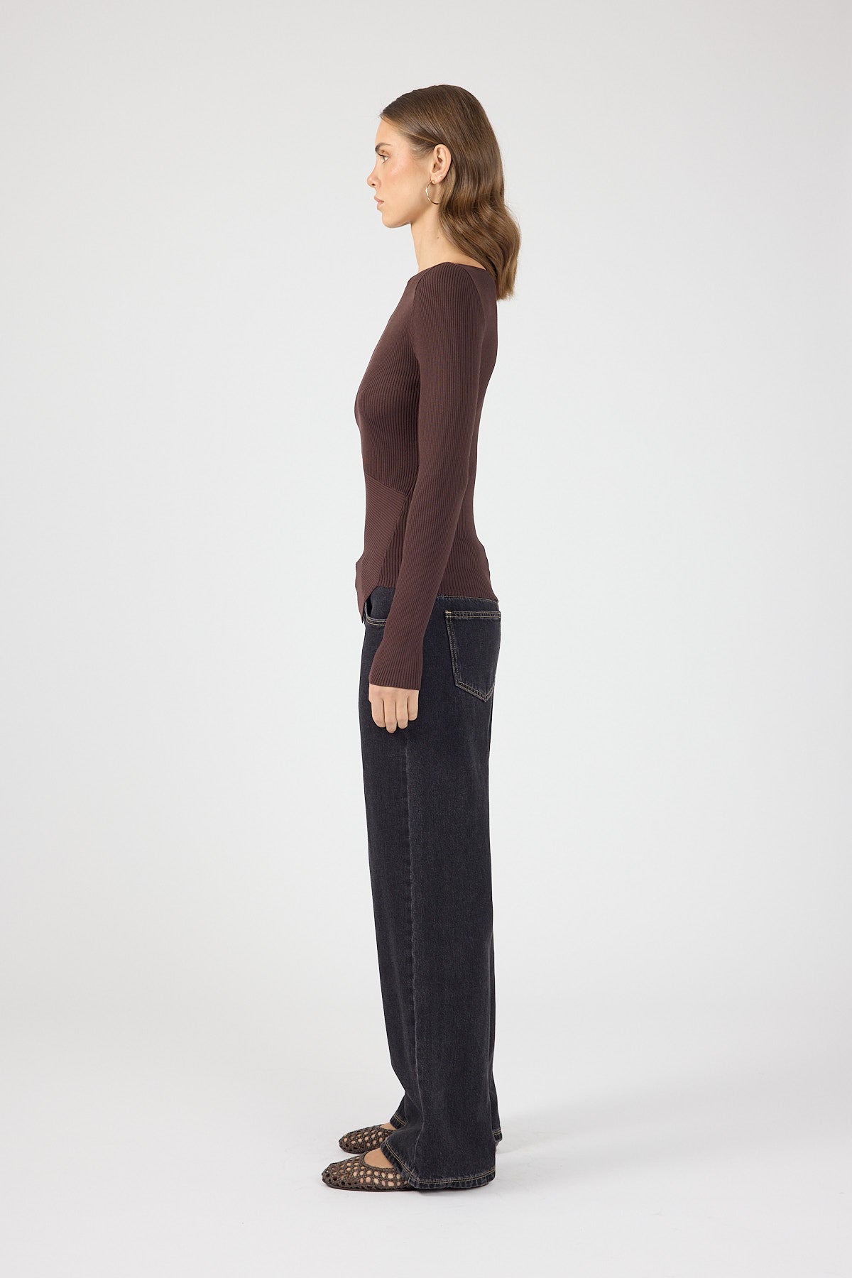 Perfect Stranger Bessie Knit Long Sleeve Top Brown