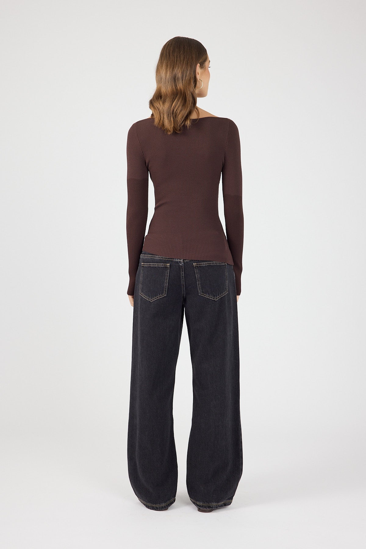 Perfect Stranger Bessie Knit Long Sleeve Top Brown