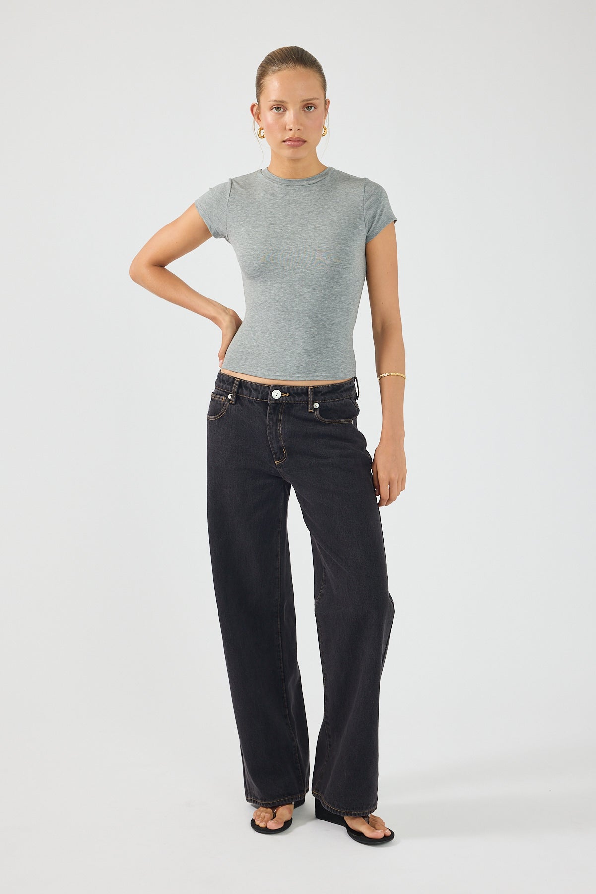 Perfect Stranger Longline Cap Sleeve Tee Grey Marle