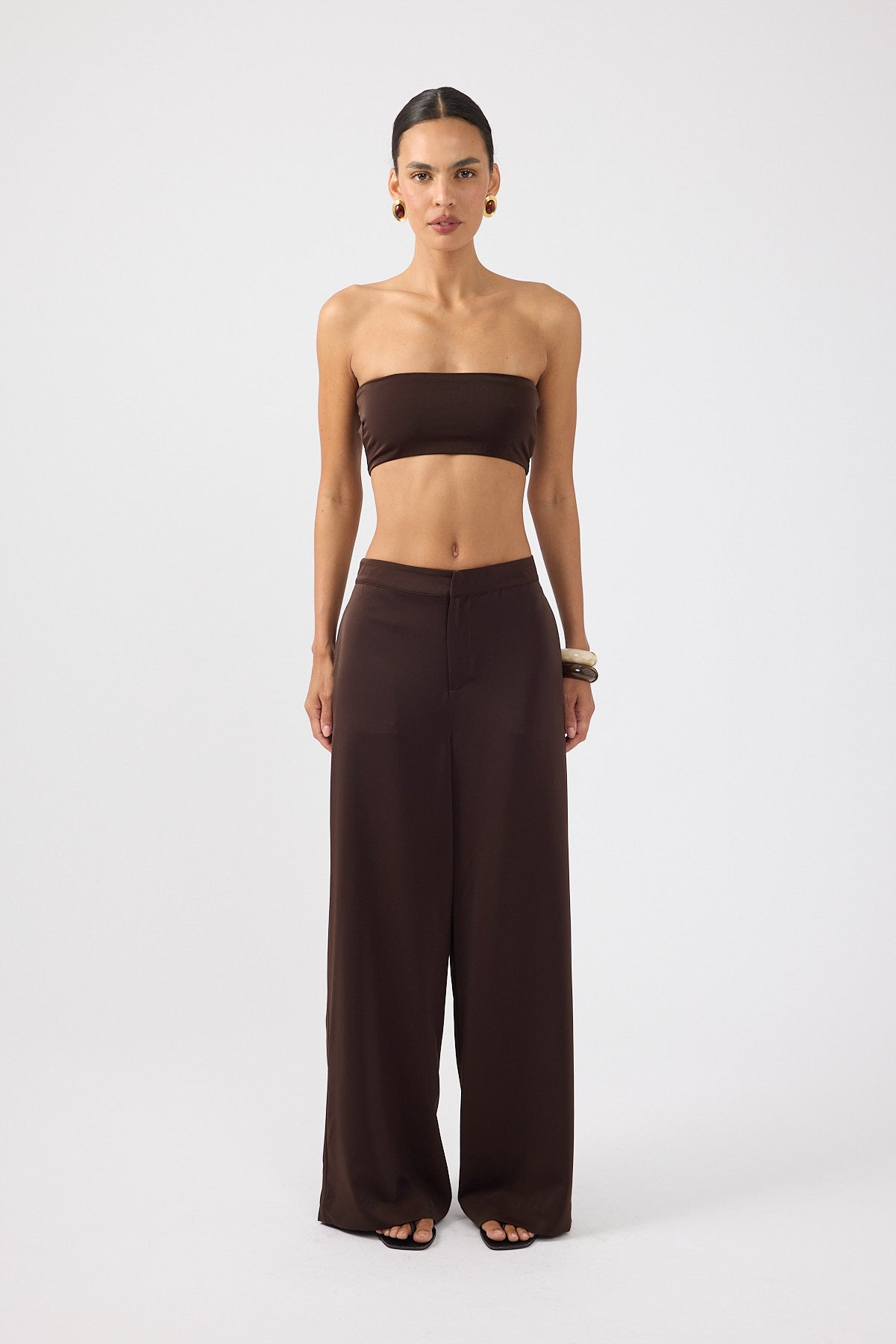 Perfect Stranger Ellie Satin Bandeau Bralette Chocolate