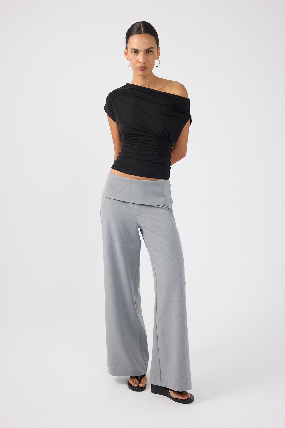 Perfect Stranger Vaila Fold Over Pant Grey