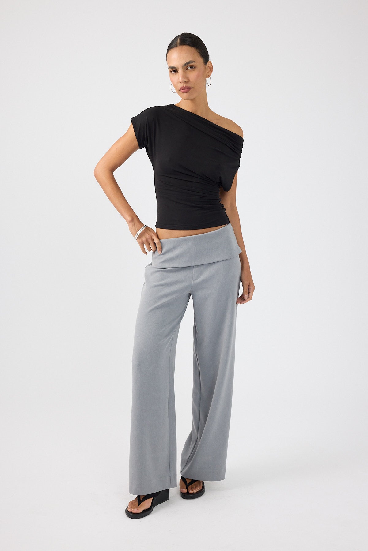 Perfect Stranger Vaila Fold Over Pant Grey