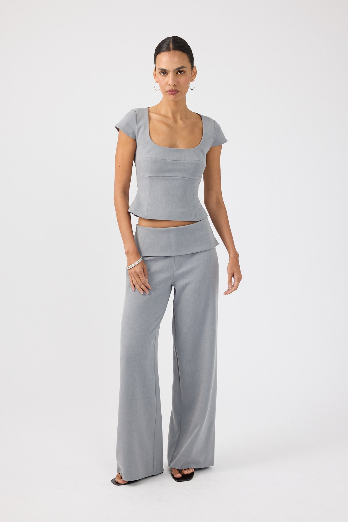 Perfect Stranger Vaila Fold Over Pant Grey