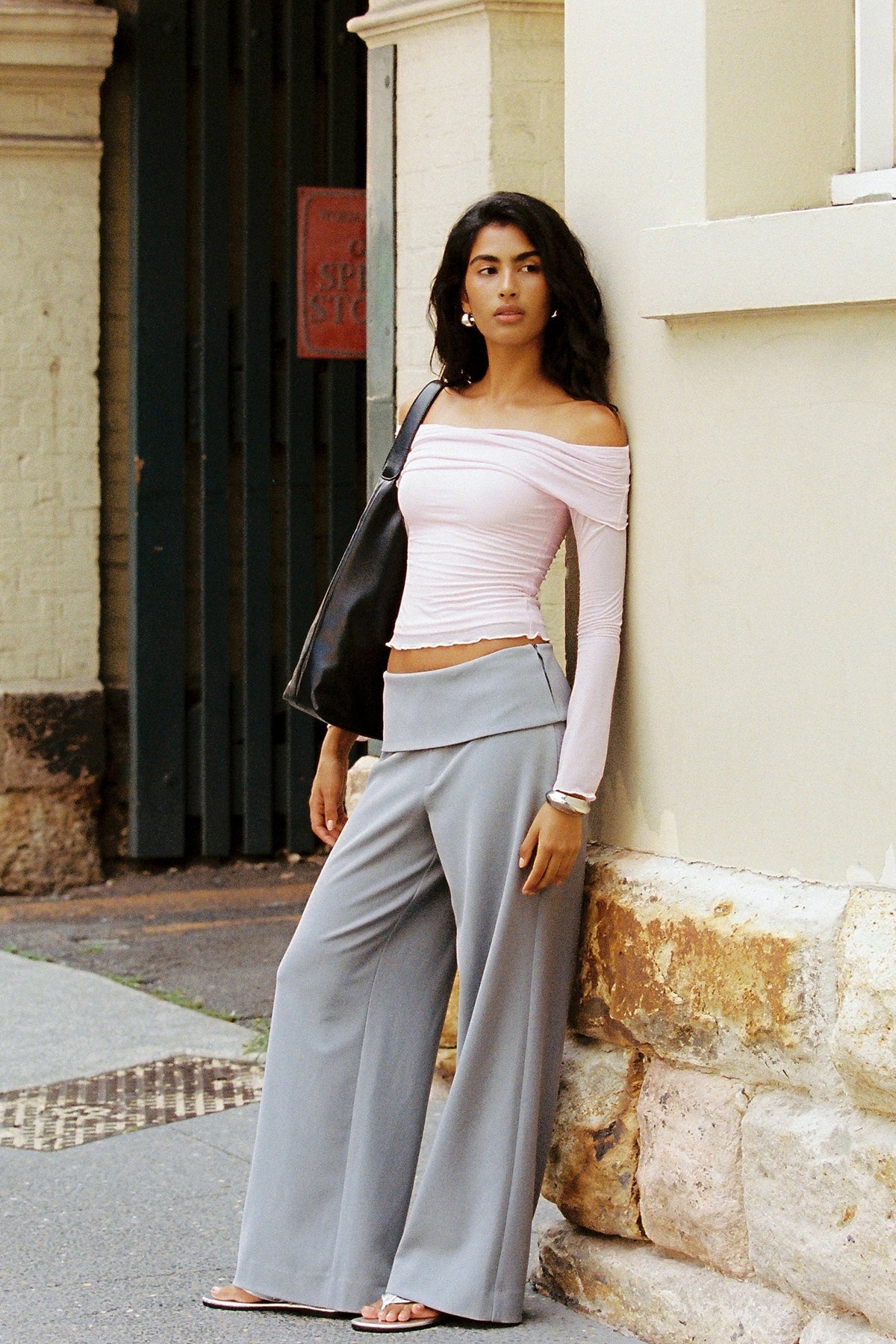 Perfect Stranger Vaila Fold Over Pant Grey