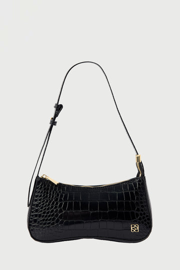 Perfect Stranger Tammy Croc Shoulder Bag Black