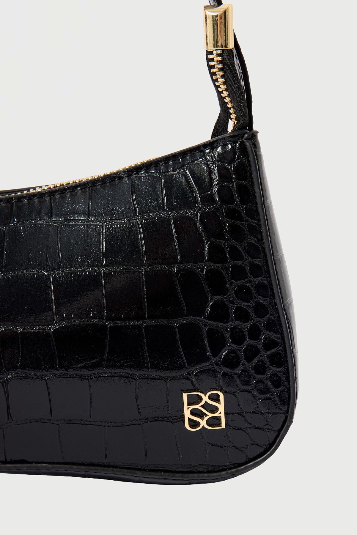 Perfect Stranger Tammy Croc Shoulder Bag Black