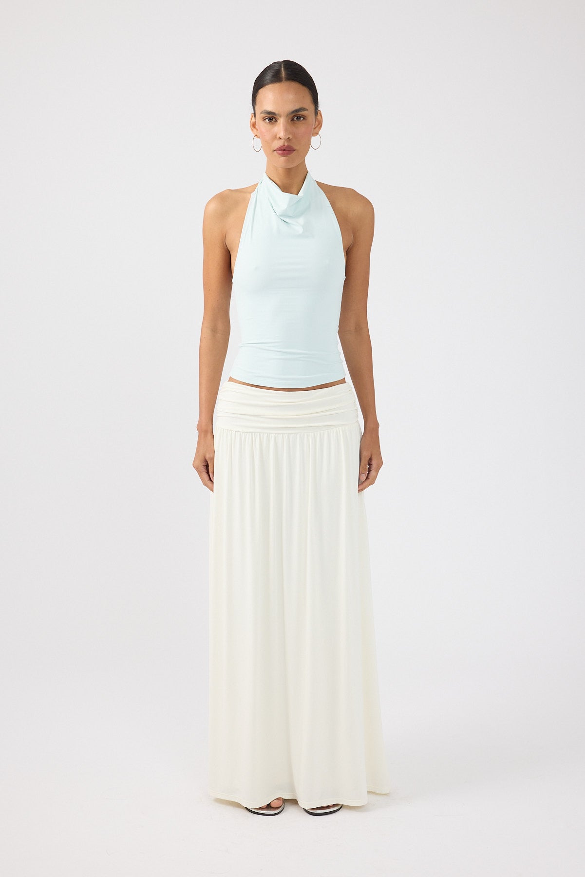 Perfect Stranger Siena Halter Cowl Top Blue