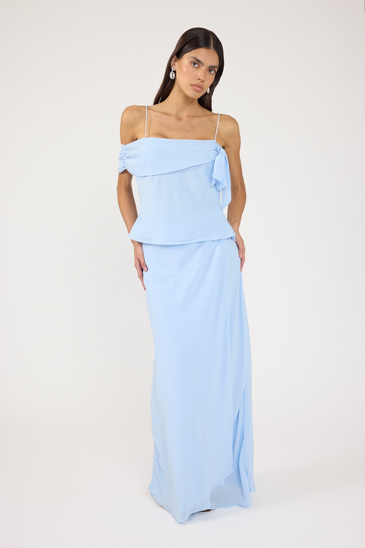 Perfect Stranger Elouise Draped Shoulder Top Blue