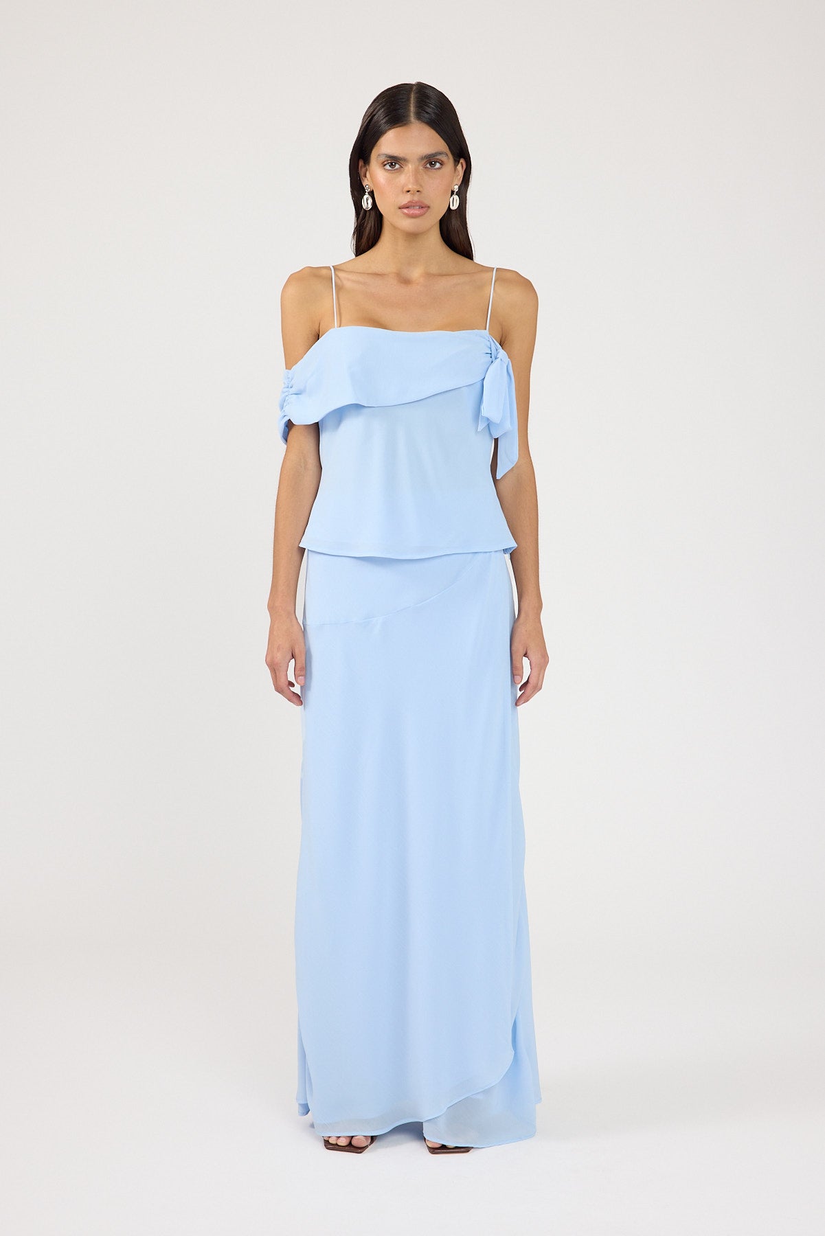 Perfect Stranger Elouise Draped Shoulder Top Blue