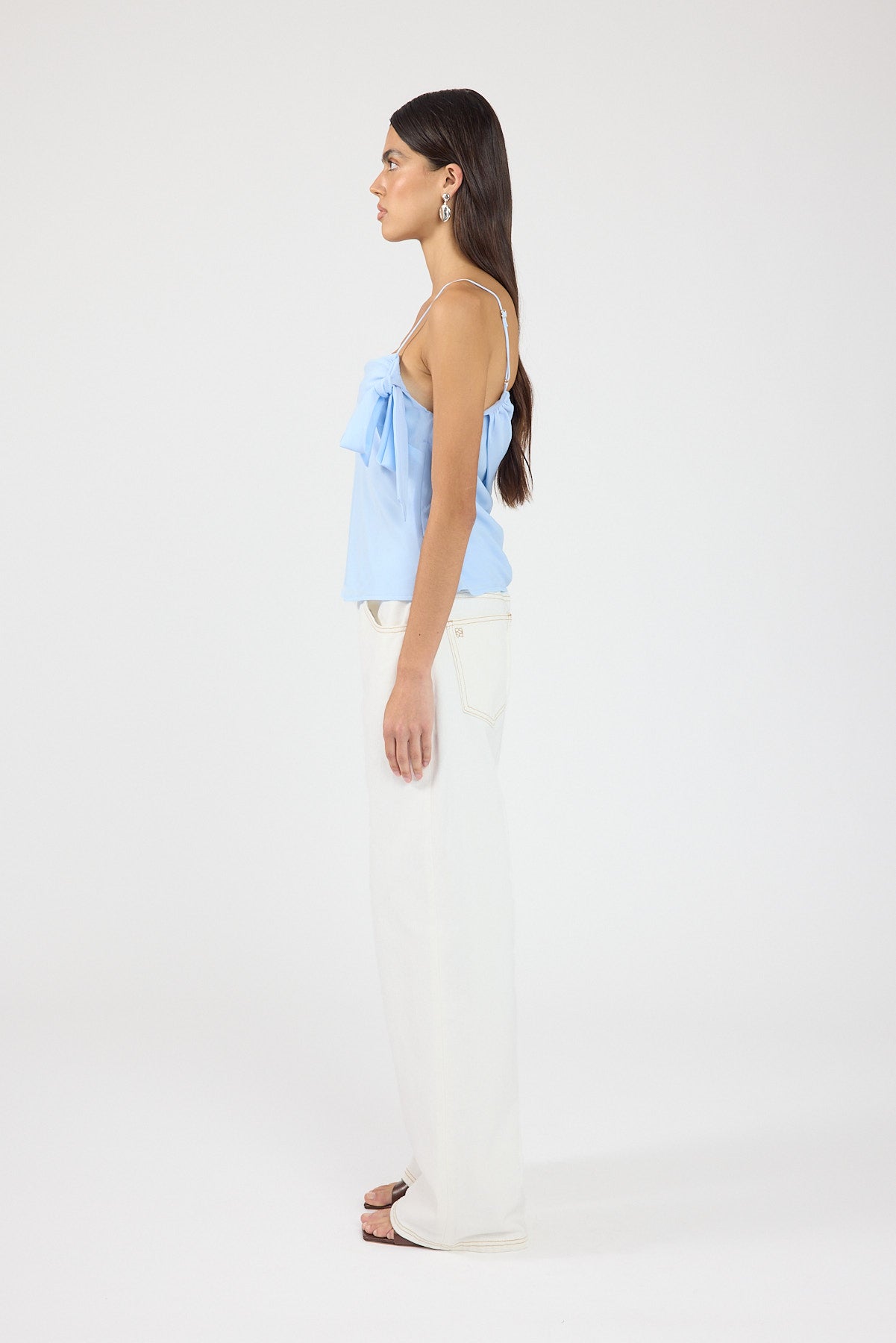 Perfect Stranger Elouise Draped Shoulder Top Blue