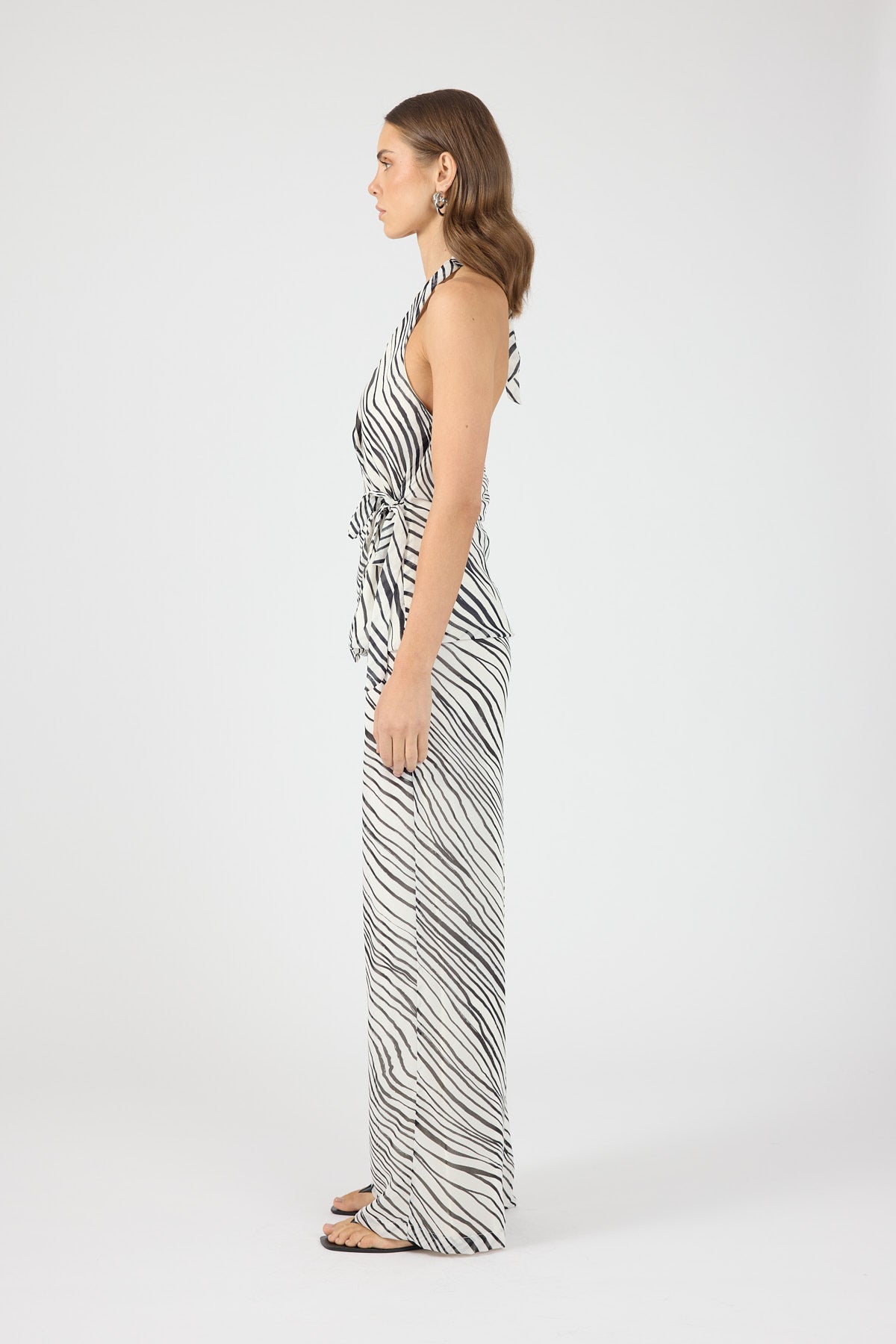 Perfect Stranger Elodie Wrap Top Black And White Stripe