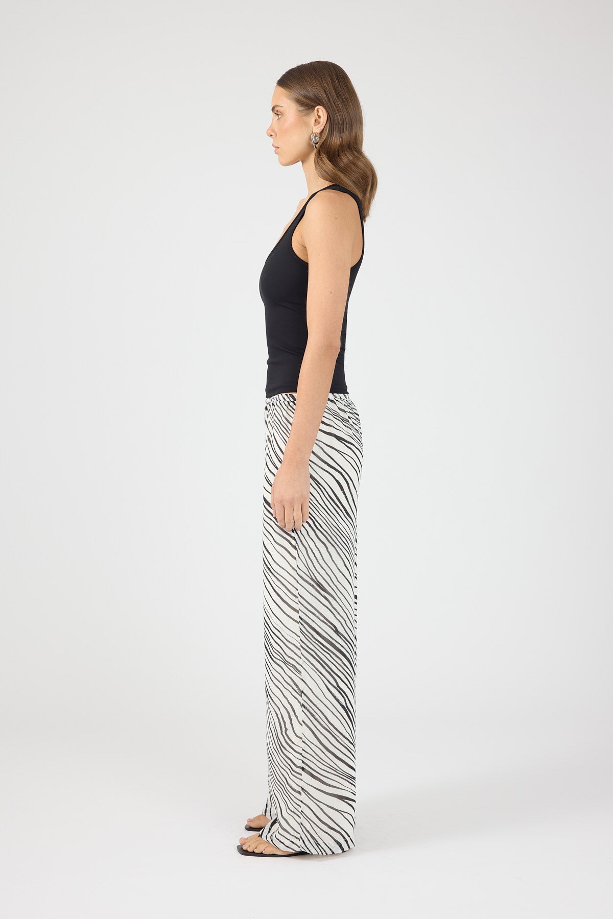 Perfect Stranger Elodie High Waisted Pants Black/White Stripe