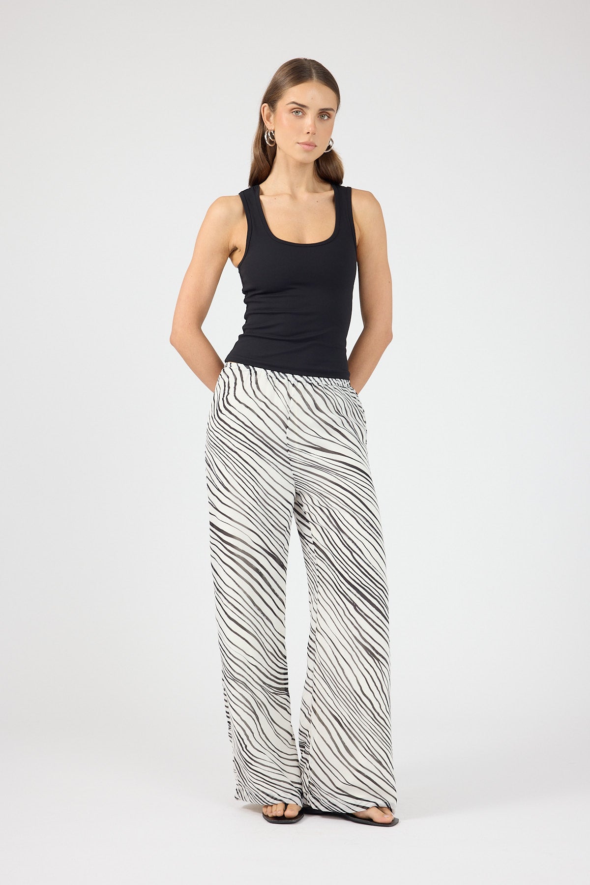 Perfect Stranger Elodie High Waisted Pants Black/White Stripe