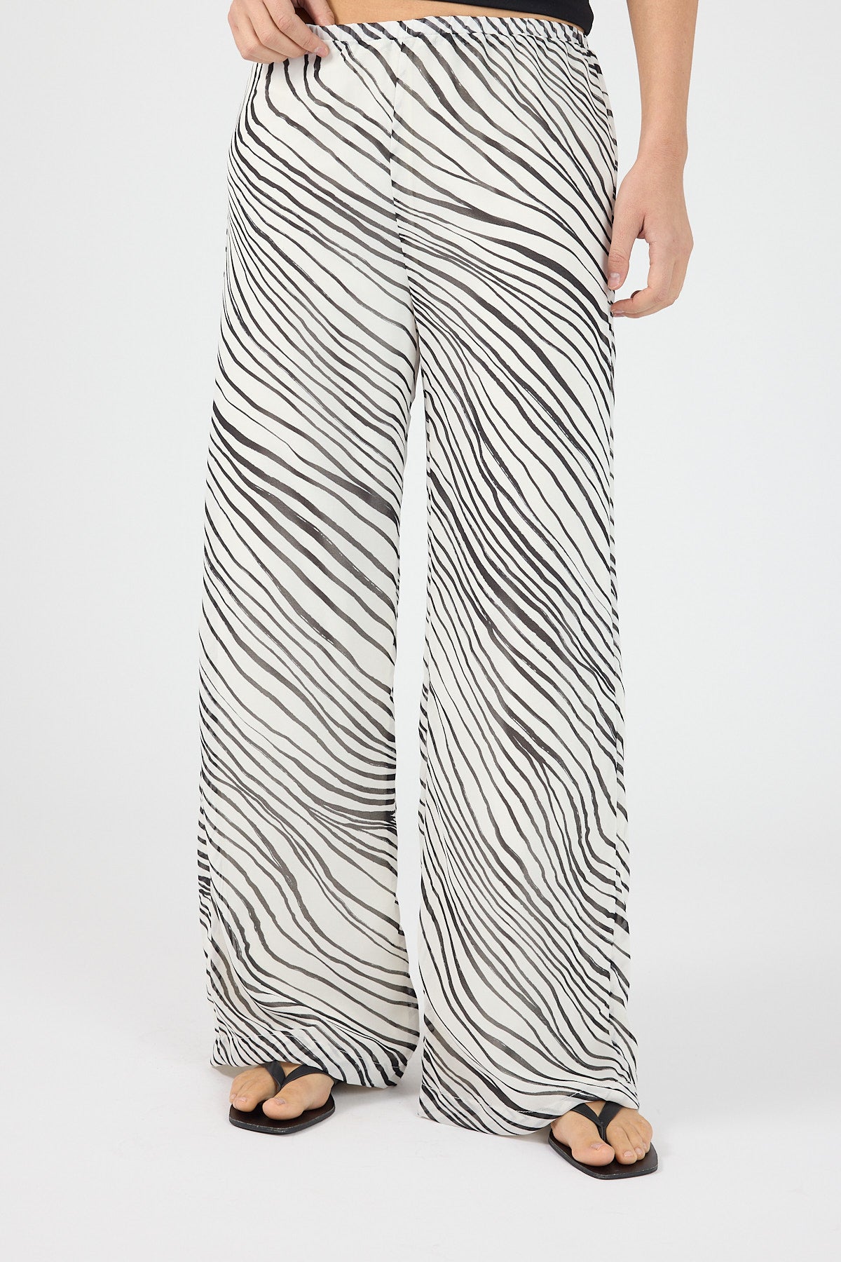 Perfect Stranger Elodie High Waisted Pants Black/White Stripe