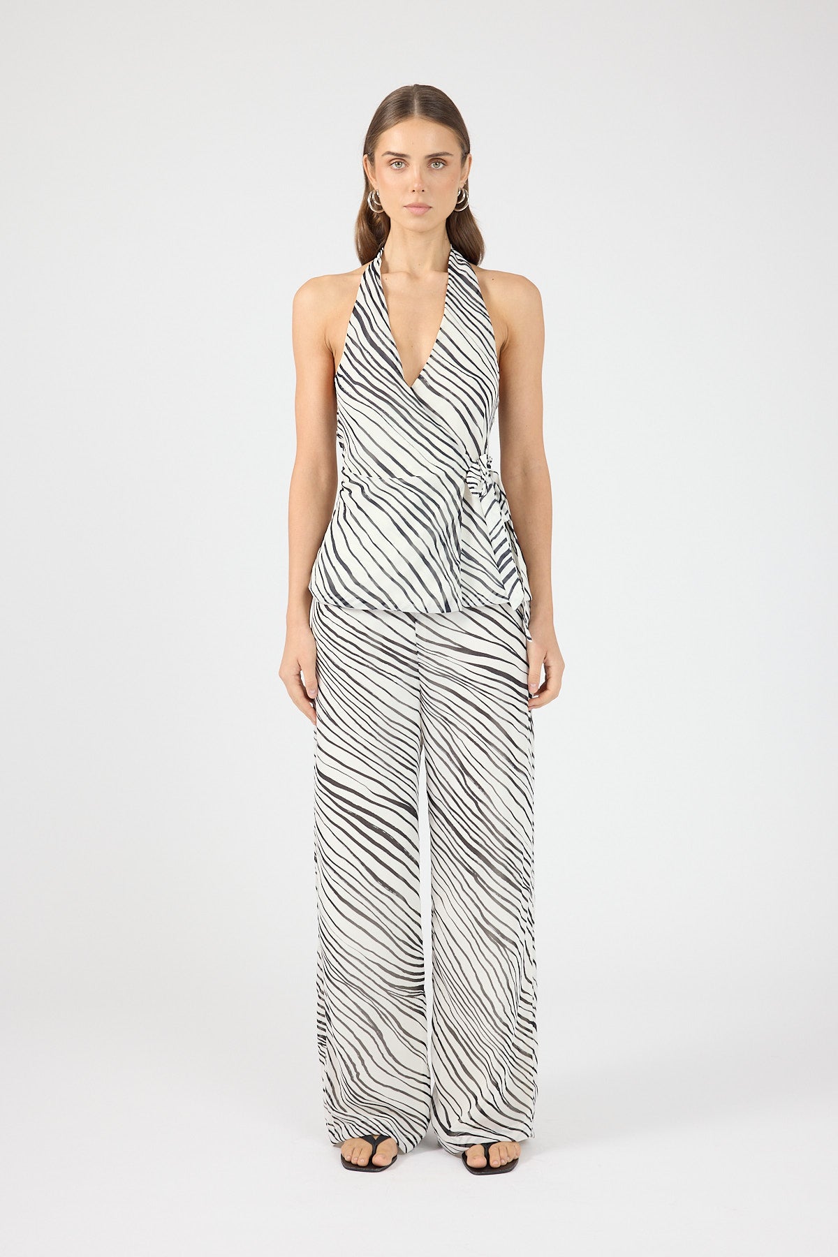 Perfect Stranger Elodie High Waisted Pants Black/White Stripe