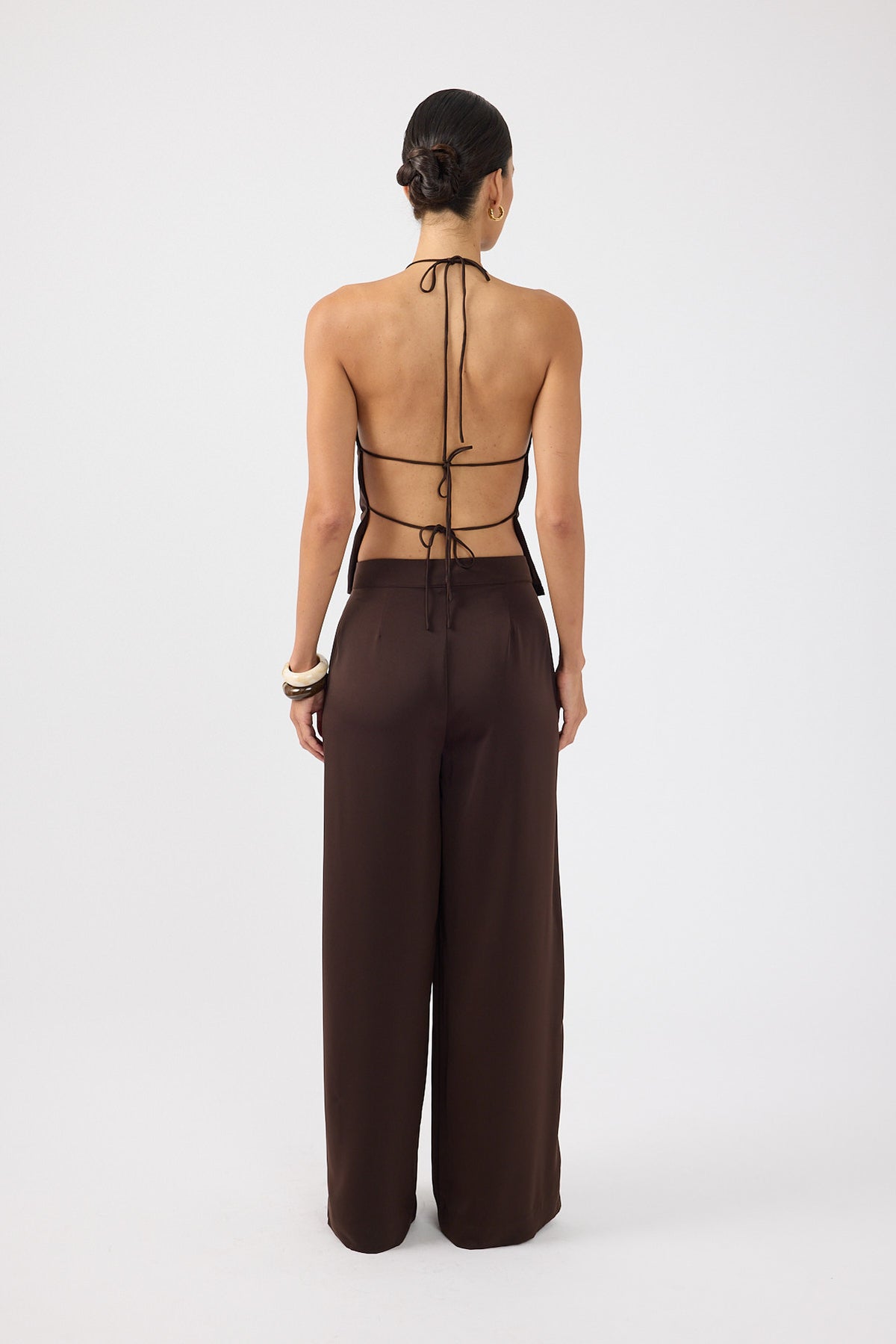 Perfect Stranger Paula Halter Backless Top Brown