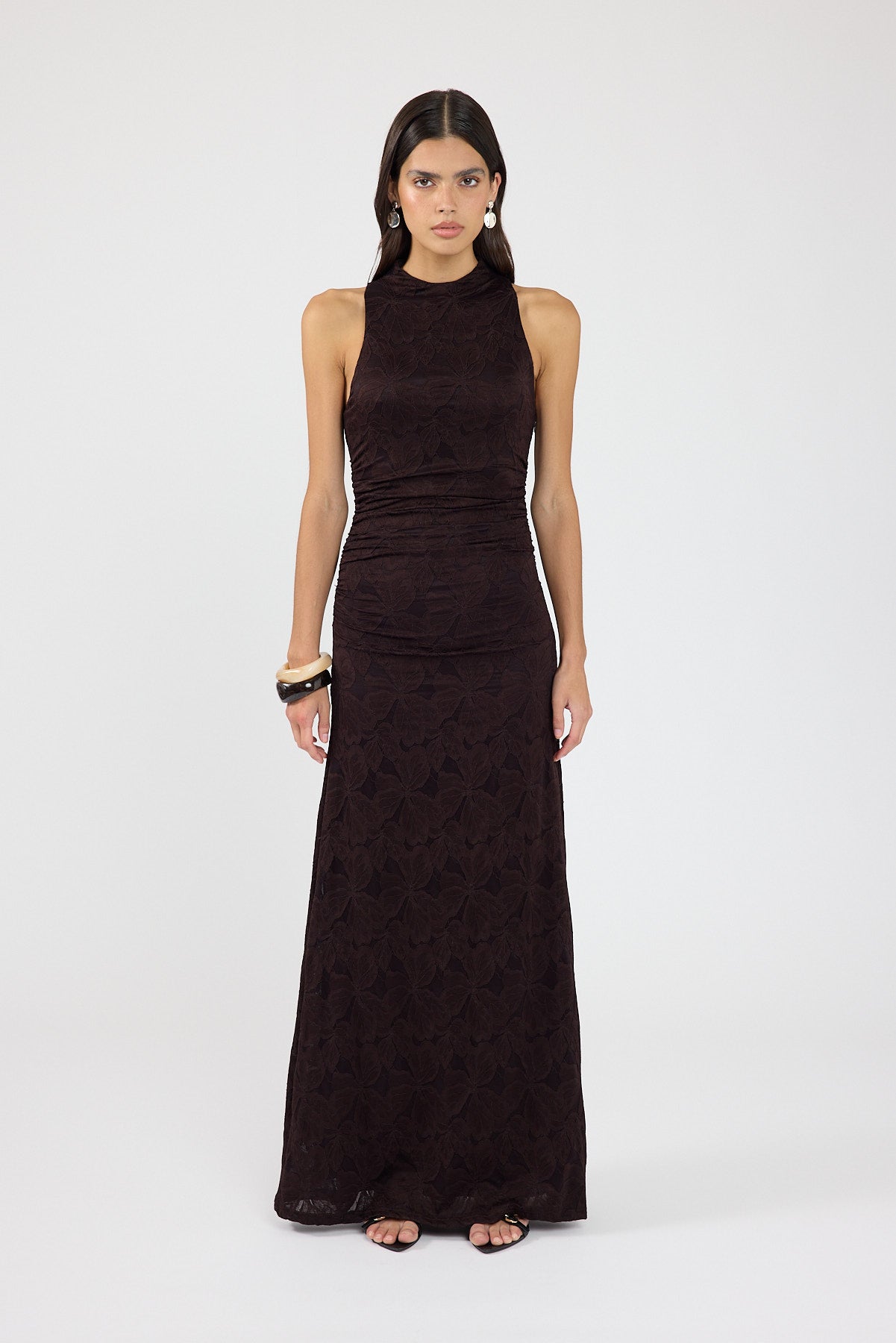 Perfect Stranger Sacha High Neck Maxi Dress Brown