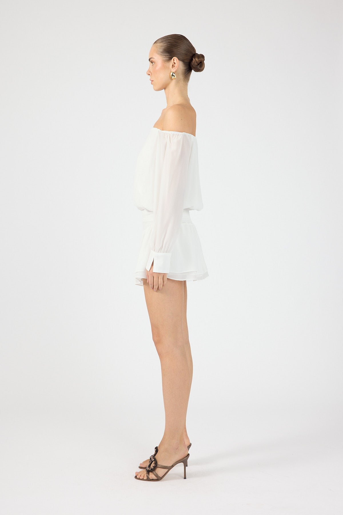 Perfect Stranger Carrie Off Shoulder Mini Dress Cream