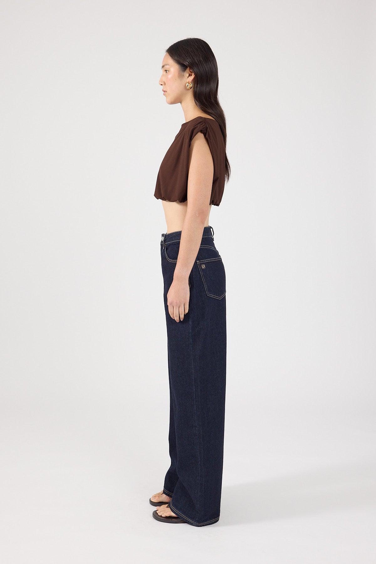 Perfect Stranger Ariana Pleated Top Brown