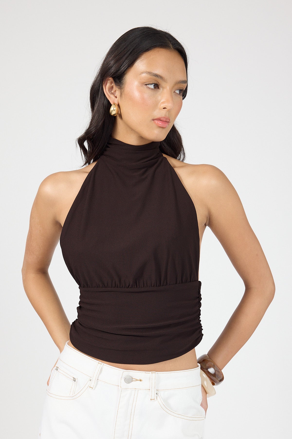 Perfect Stranger Aria Halter Top Brown