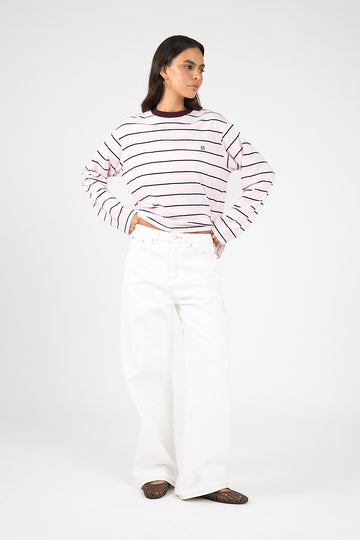 Perfect Stranger Campbell Stripe Long Sleeve T-Shirt Pink Stripe