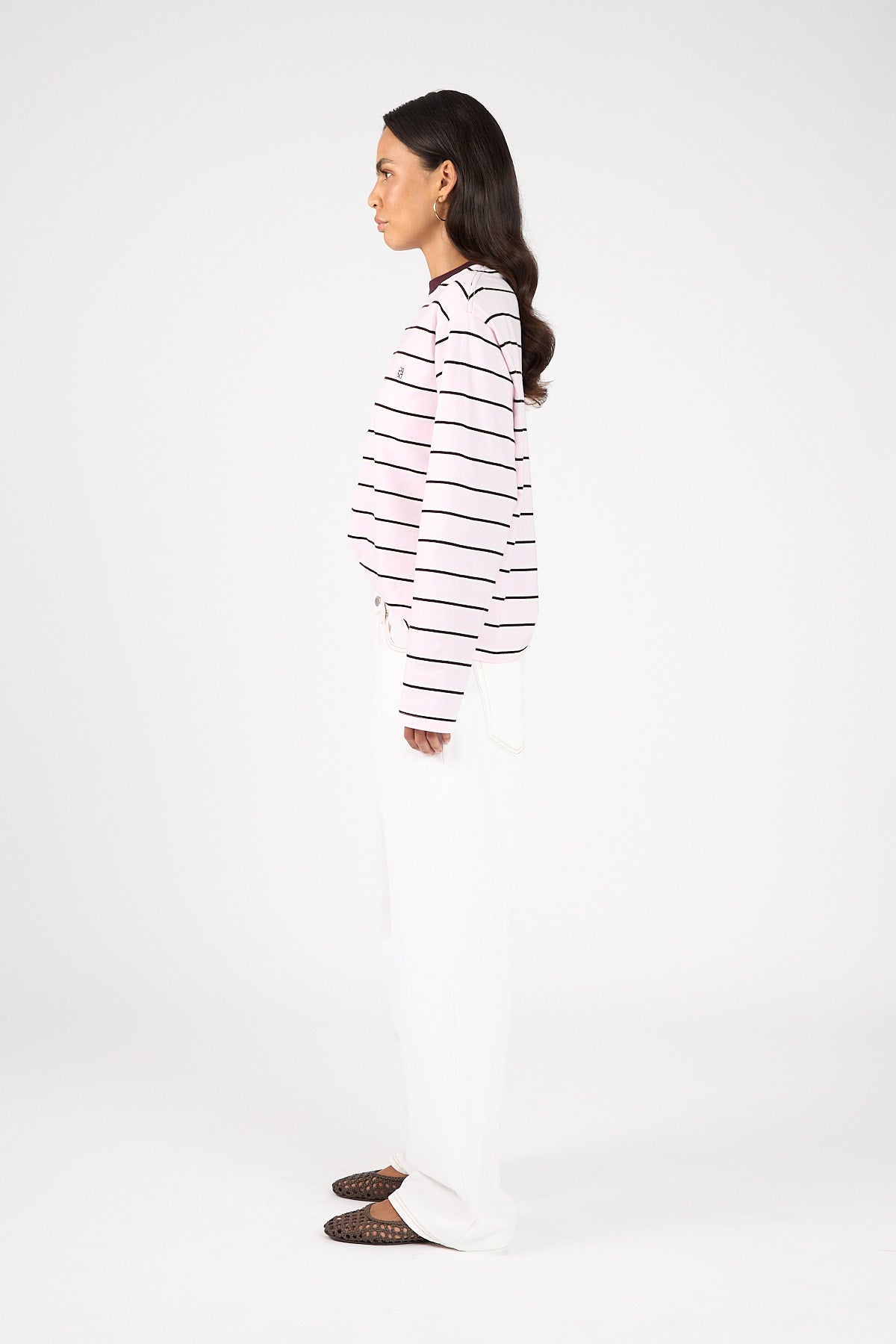 Perfect Stranger Campbell Stripe Long Sleeve T-Shirt Pink Stripe