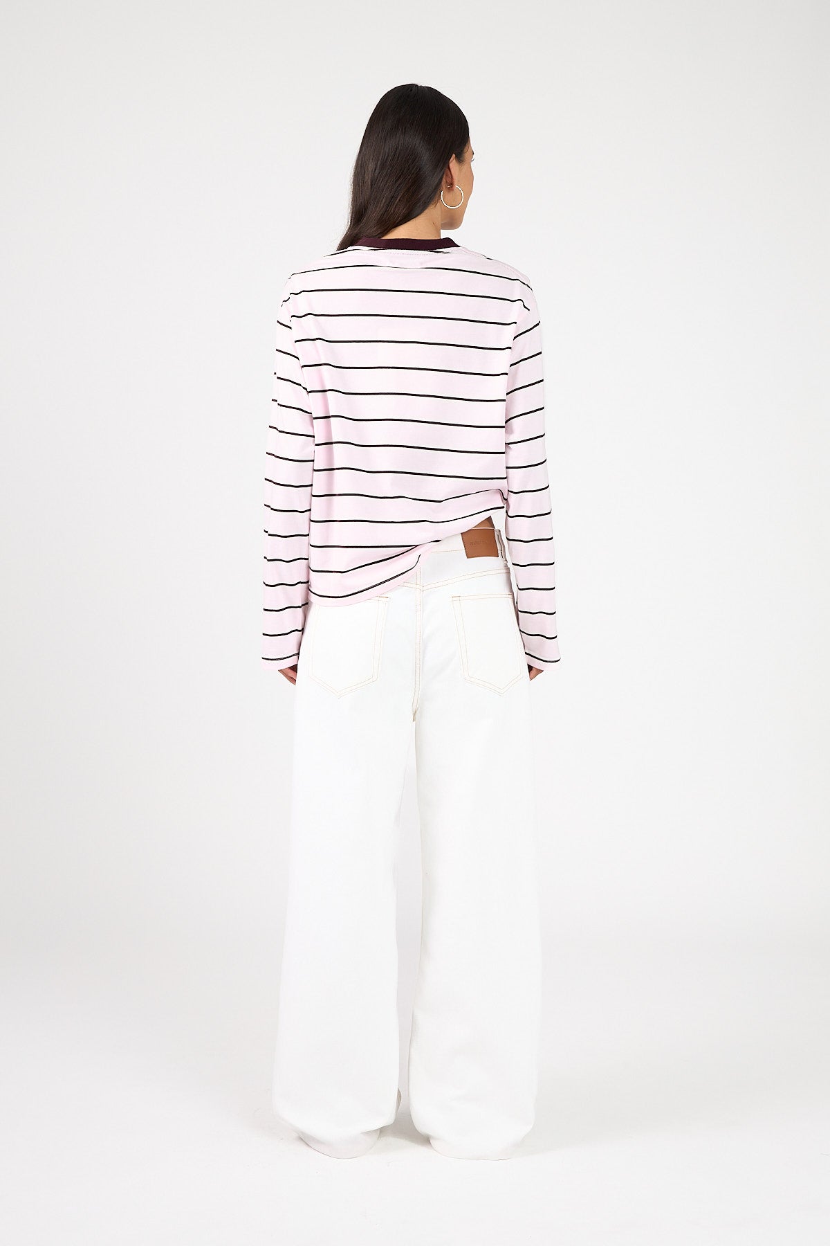 Perfect Stranger Campbell Stripe Long Sleeve T-Shirt Pink Stripe
