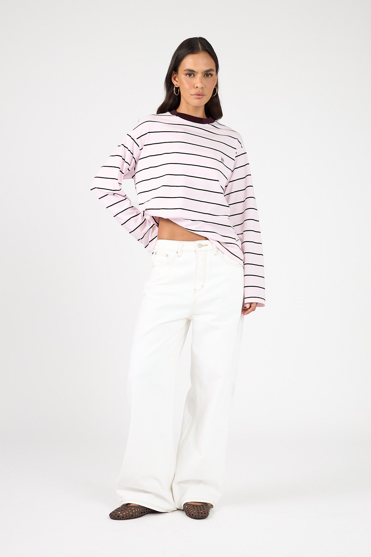 Perfect Stranger Campbell Stripe Long Sleeve T-Shirt Pink Stripe