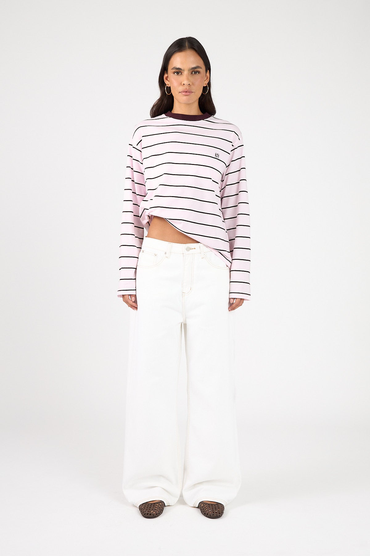 Perfect Stranger Campbell Stripe Long Sleeve T-Shirt Pink Stripe
