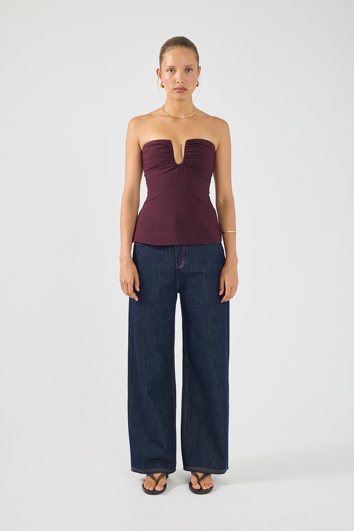 Perfect Stranger Alba Strapless Top Plum