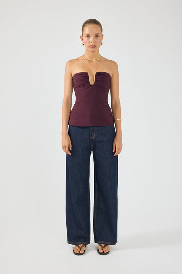Perfect Stranger Alba Strapless Top Plum