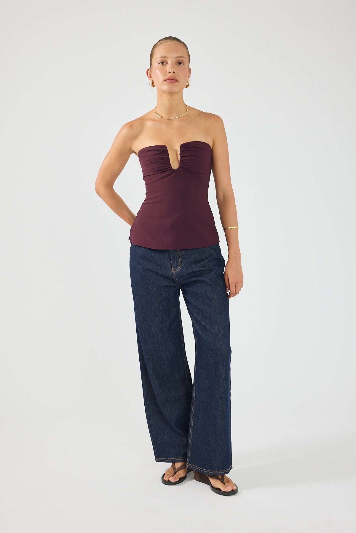 Perfect Stranger Alba Strapless Top Plum