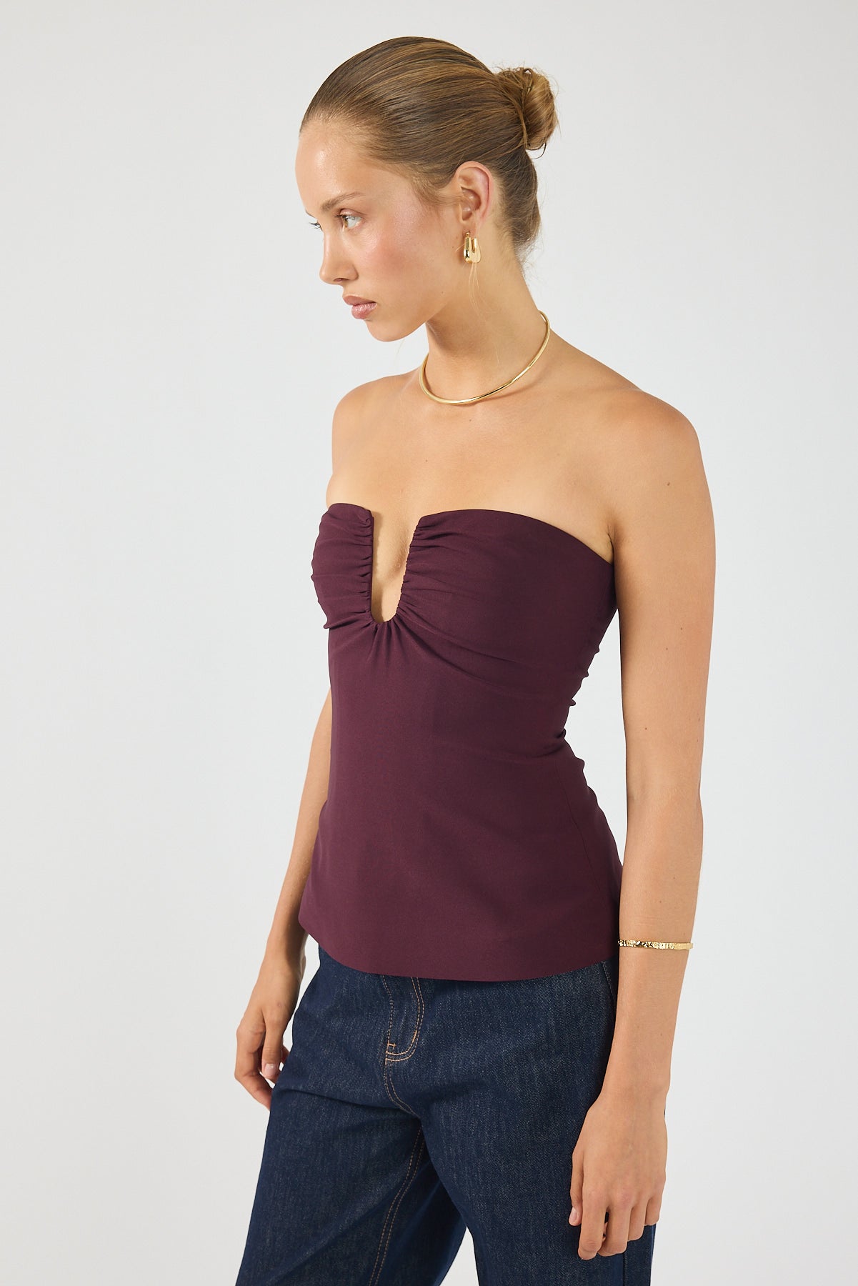 Perfect Stranger Alba Strapless Top Plum