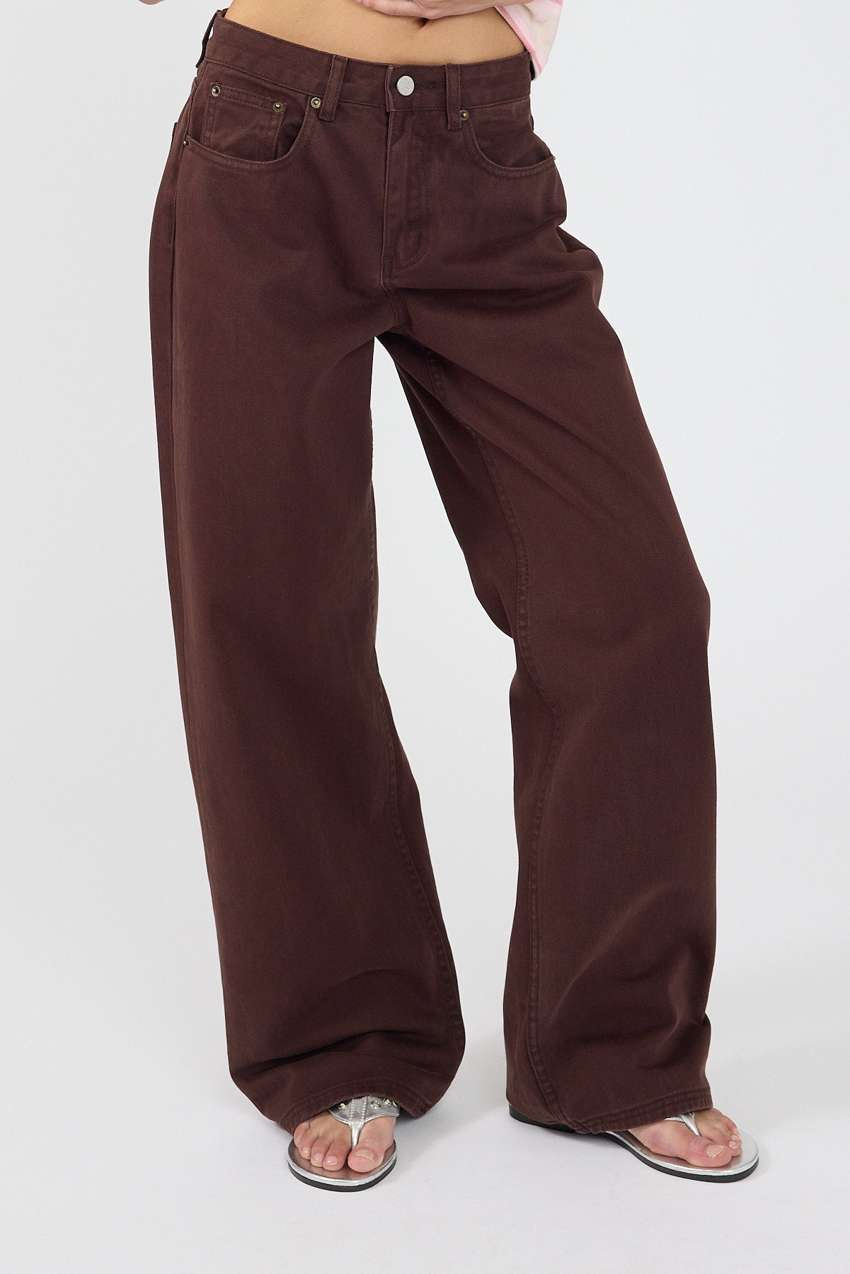 Perfect Stranger Mid Rise Baggy Jean Brown