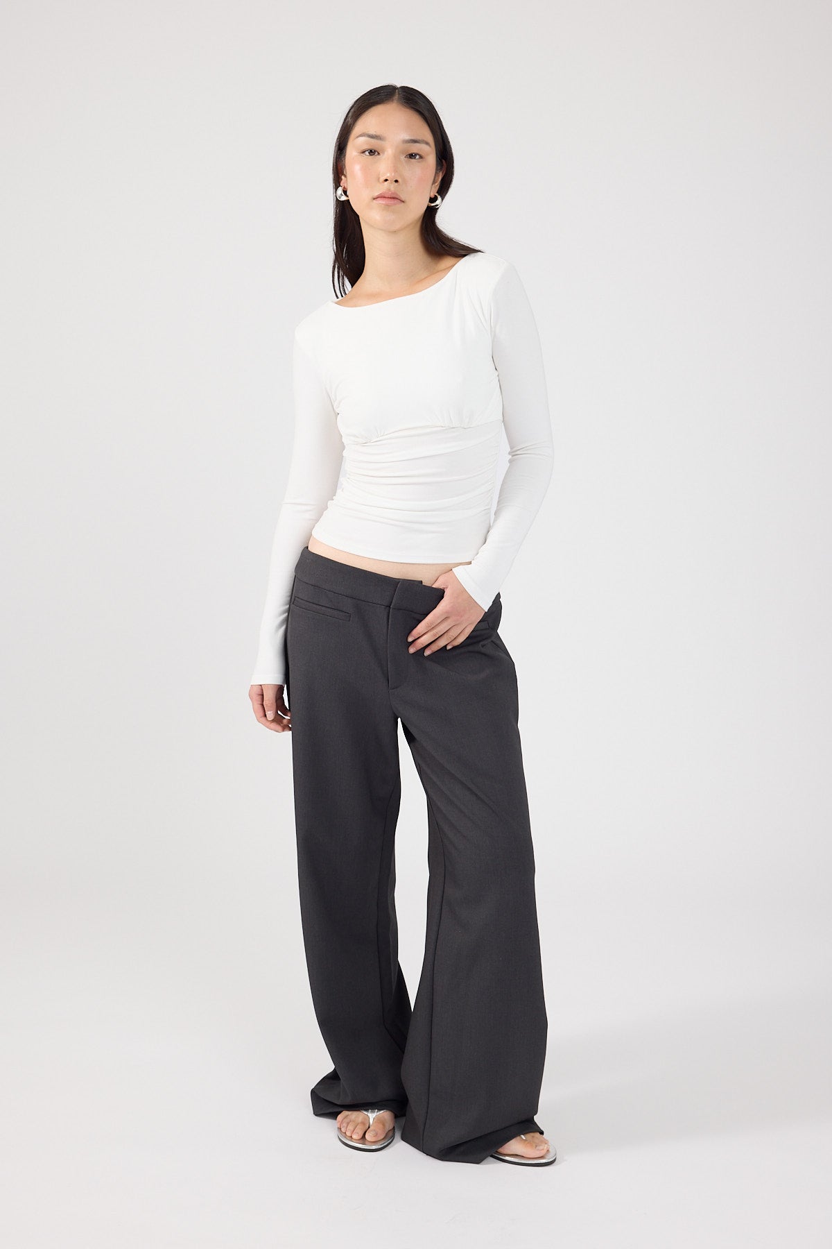 Perfect Stranger Kai Boat Neck Long Sleeve Top White