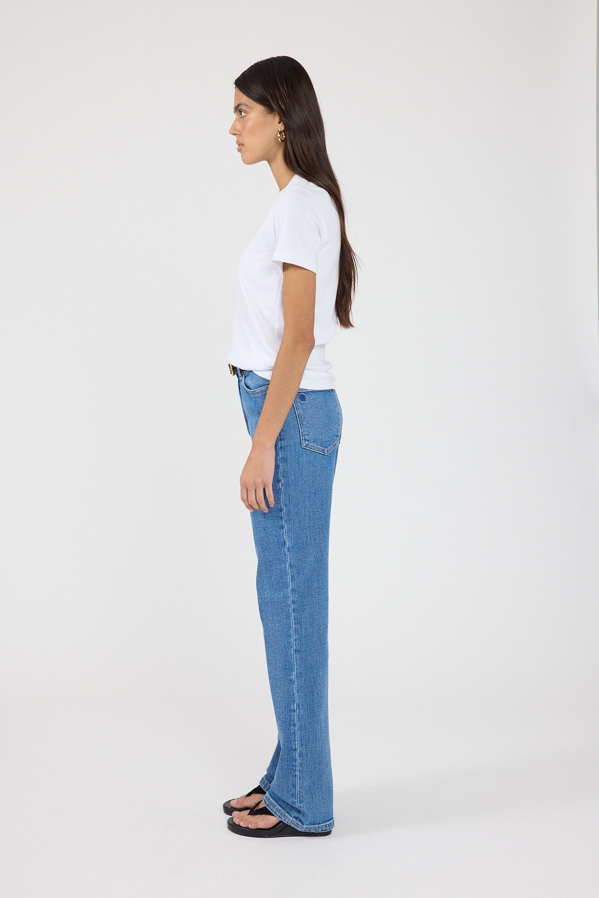 Perfect Stranger High Rise Slim Leg Jeans Mid Blue Denim