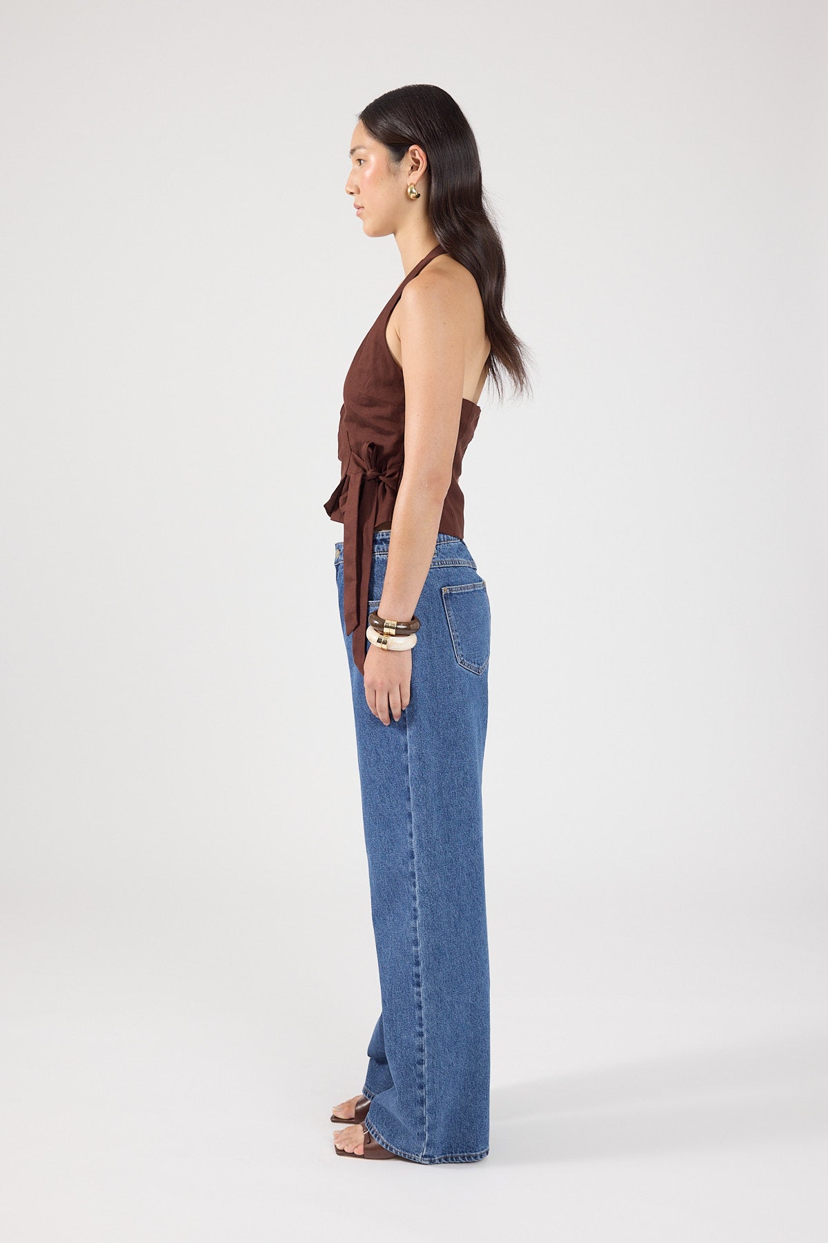 Perfect Stranger Shea Wrap Halter Top Brown