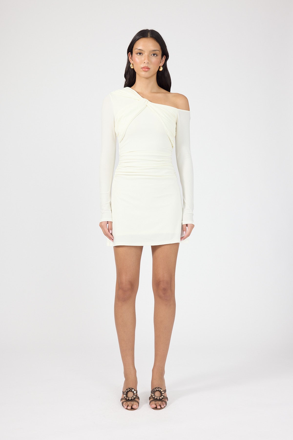 Perfect Stranger Brynn Draped Mini Dress Cream