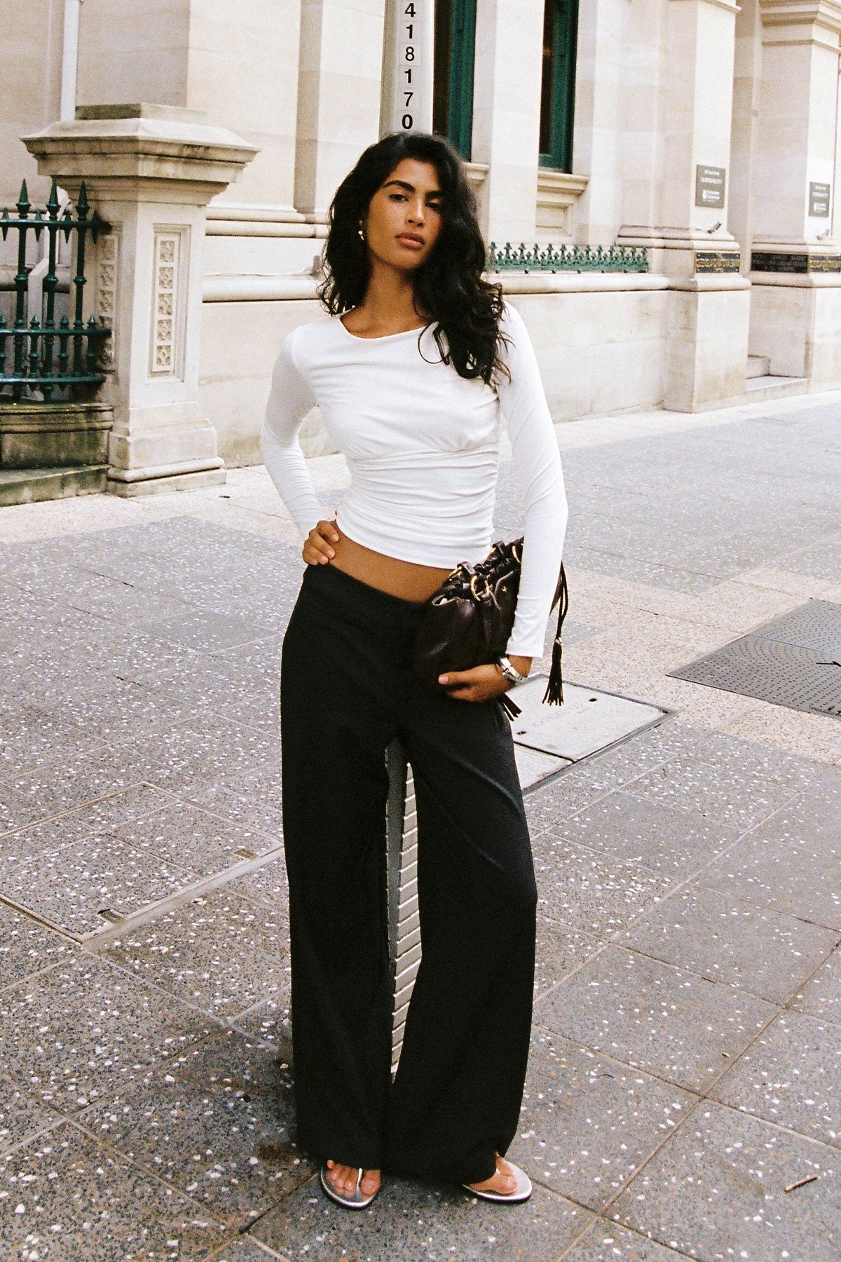 Perfect Stranger Kai Boat Neck Long Sleeve Top White