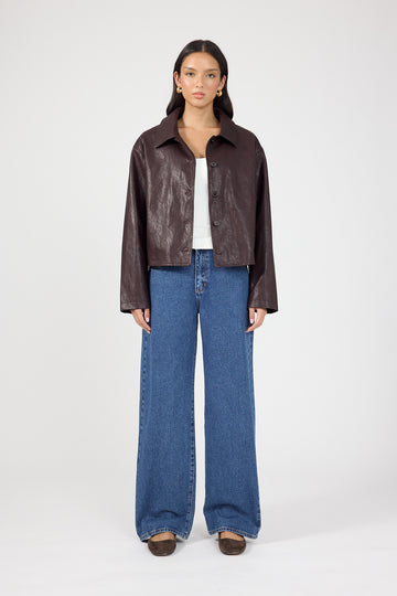 Perfect Stranger Sterling Faux Leather Jacket Plum