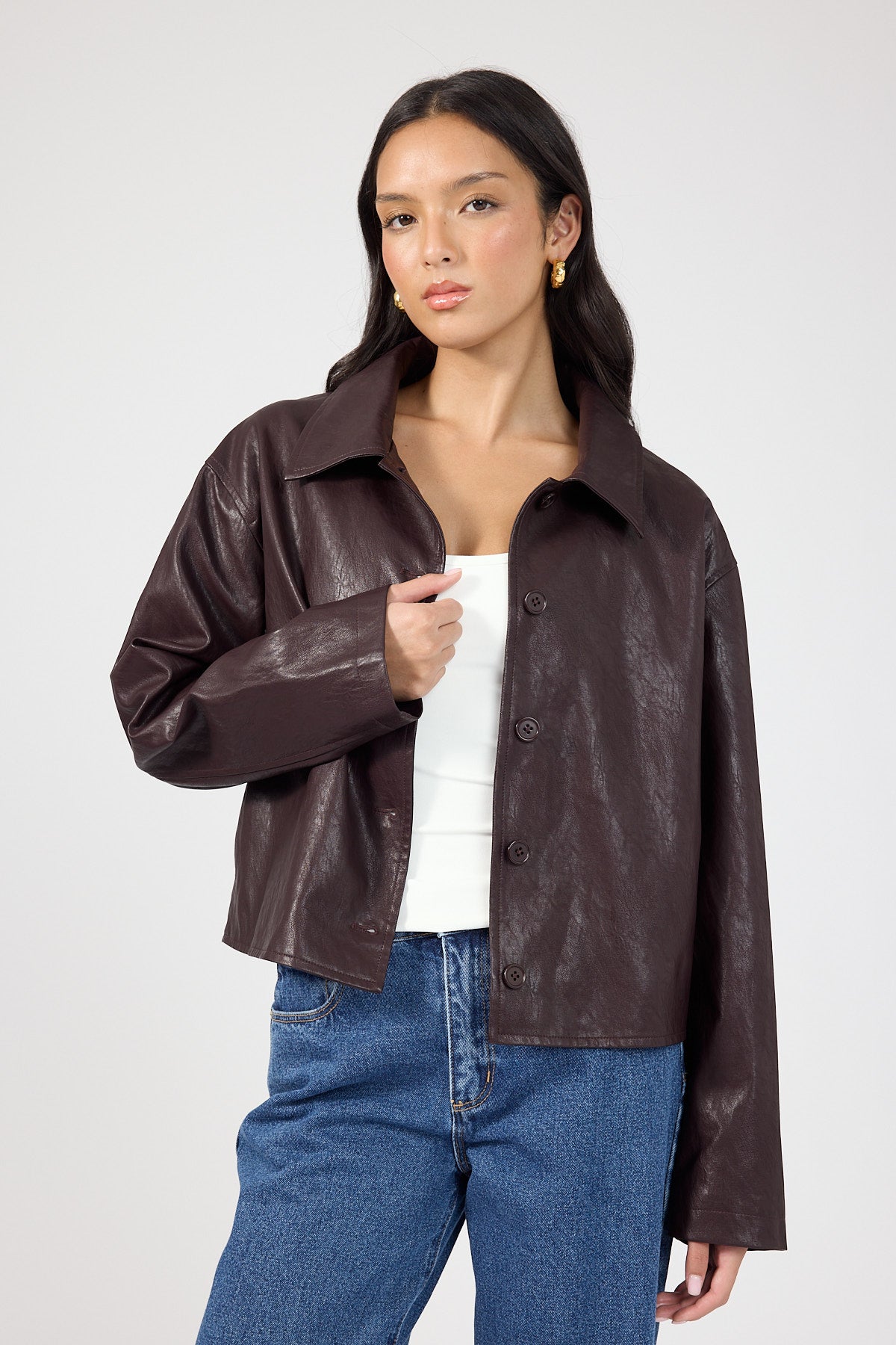 Perfect Stranger Sterling PU Jacket Plum