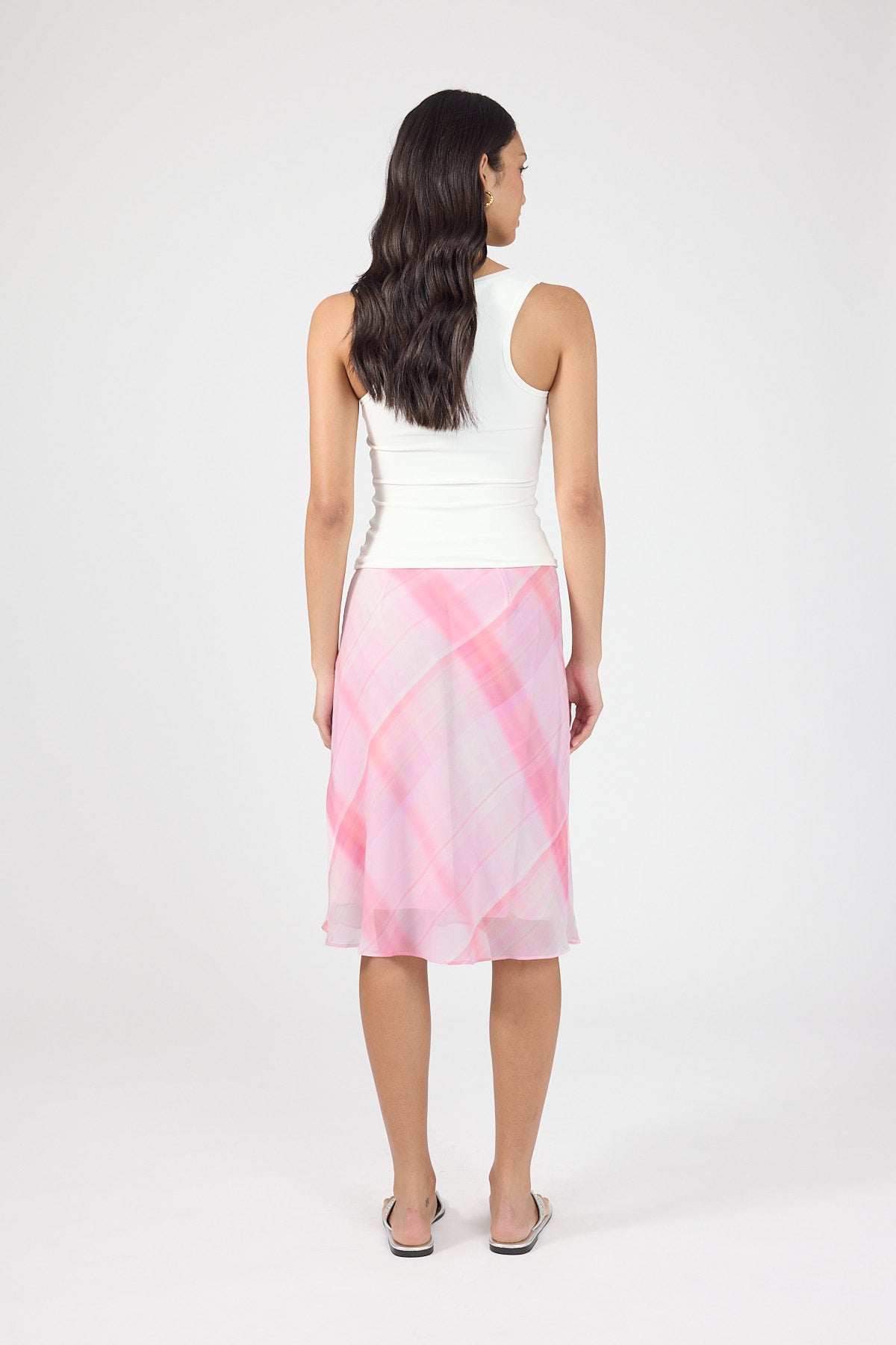 Perfect Stranger Juliet Midi Skirt Pink Check